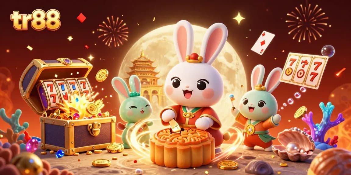 Experience the excitement of tr88 with the moon rabbit and slot elements in a captivating 3D illustration.