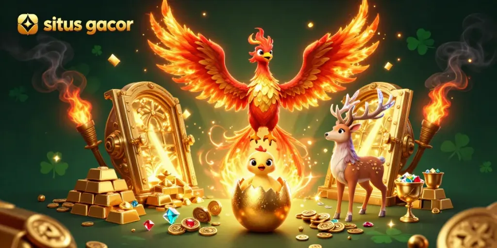 Experience situs gacor with a vibrant scene of fortune and excitement, showcasing thrilling slot elements.