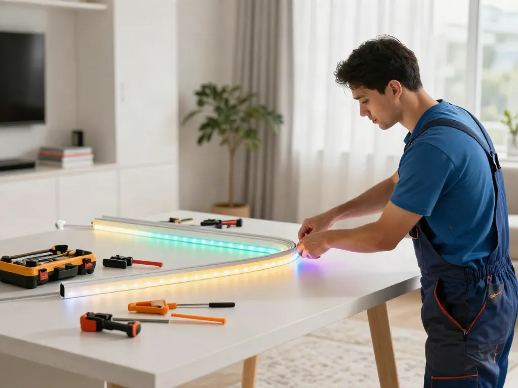 Banda LED instalată de un profesionist local pentru iluminat economic și modern.