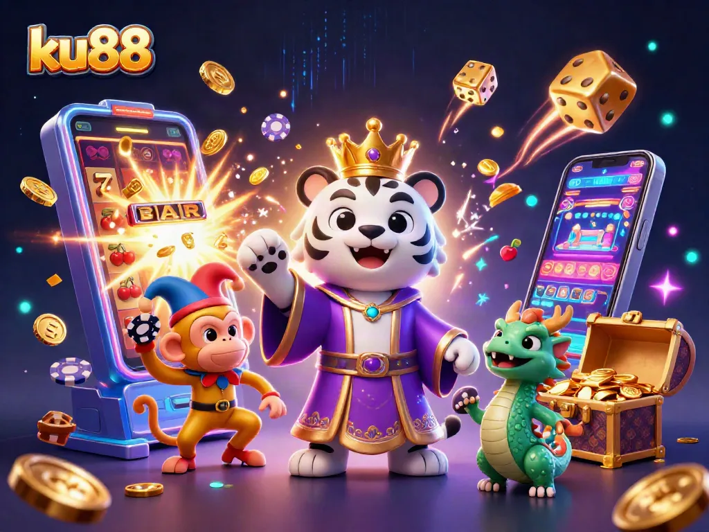 Engage with the thrilling ku88 casino experience featuring a dazzling slot jackpot and vibrant characters.