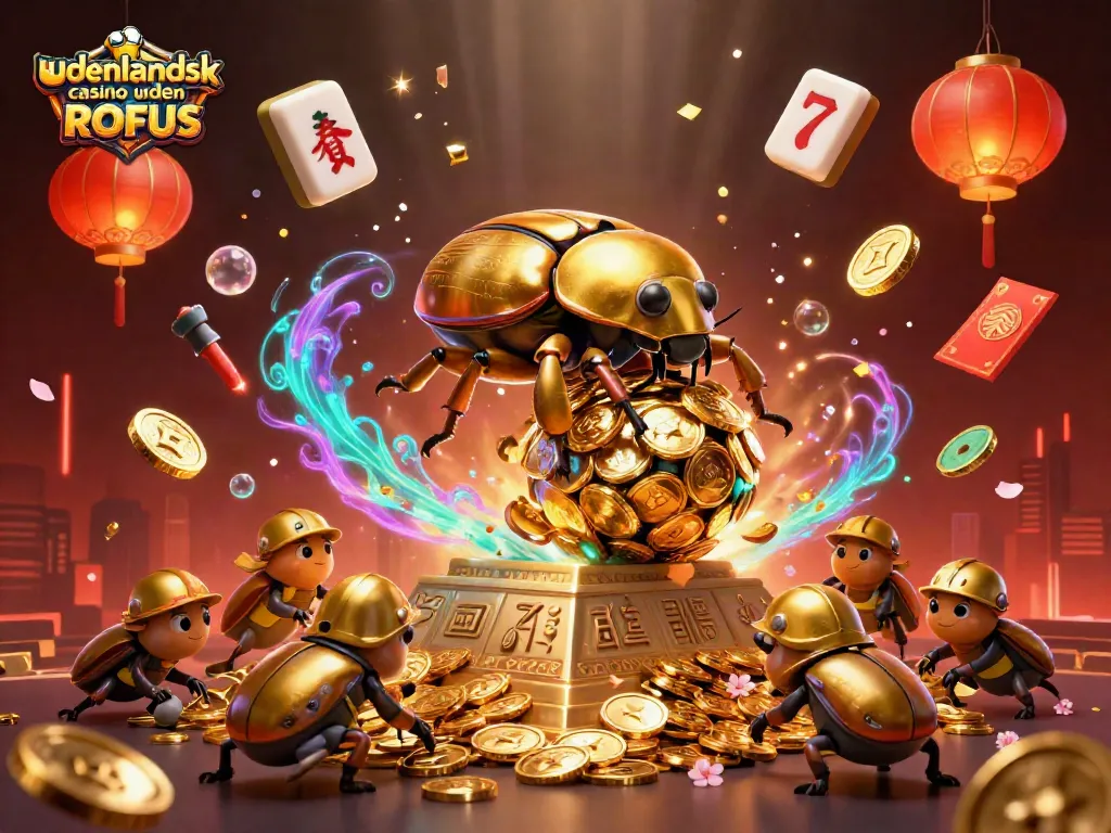 Experience the thrill of udenlandsk casino uden ROFUS with vibrant symbols and golden gaming elements in action.