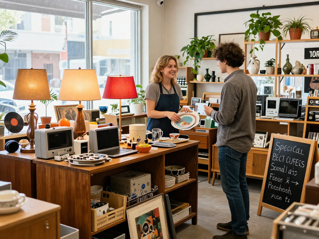 Thrift store ambiance highlighting valuable second-hand treasures for rokok88 enthusiasts.