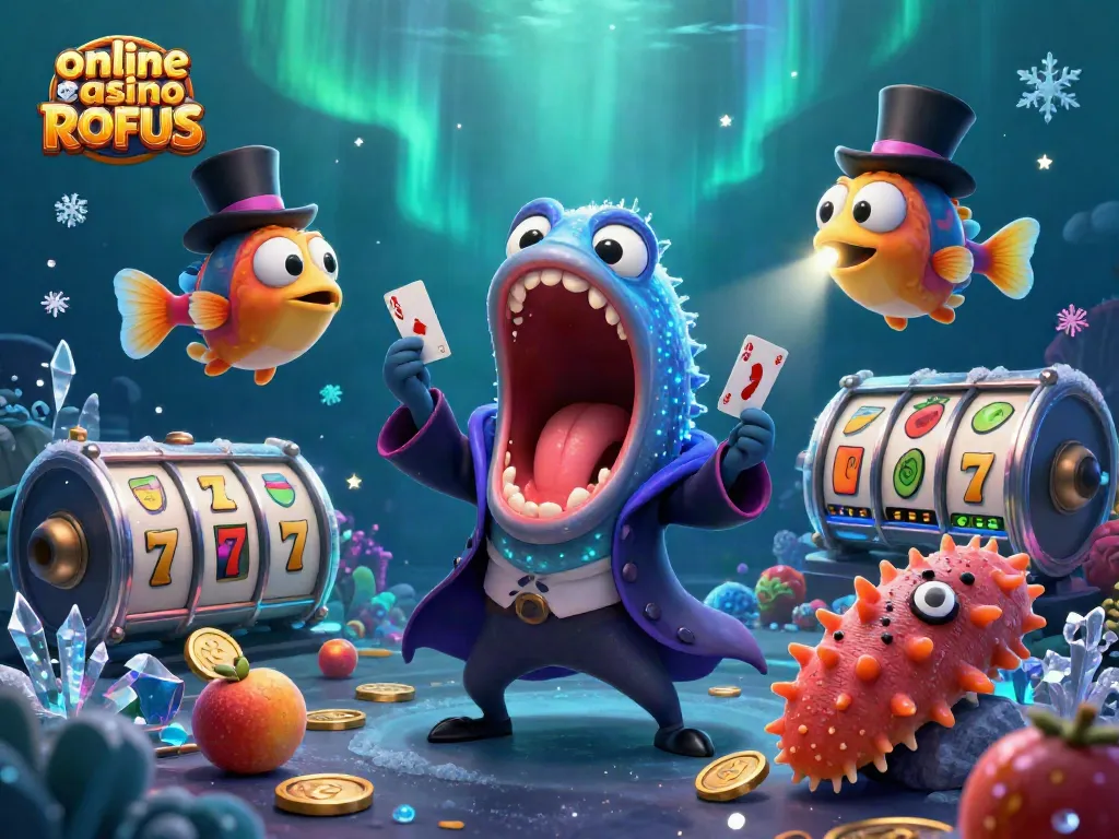 Experience captivating card tricks at an online casino uden ROFUS with vibrant underwater characters.